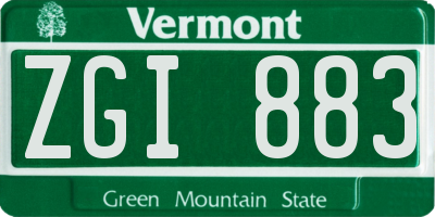 VT license plate ZGI883