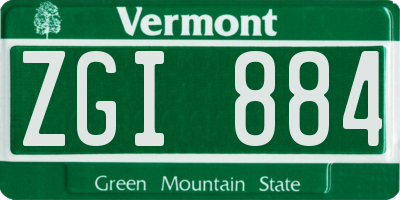 VT license plate ZGI884