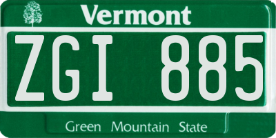 VT license plate ZGI885
