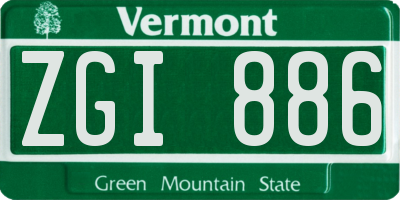 VT license plate ZGI886