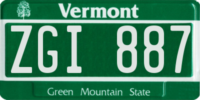 VT license plate ZGI887