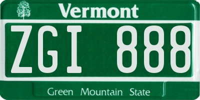 VT license plate ZGI888