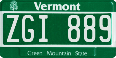VT license plate ZGI889