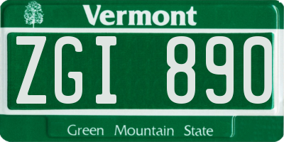 VT license plate ZGI890