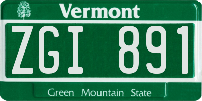 VT license plate ZGI891