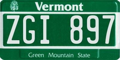 VT license plate ZGI897