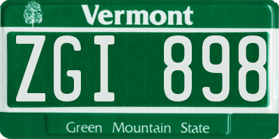 VT license plate ZGI898