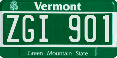 VT license plate ZGI901