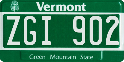 VT license plate ZGI902
