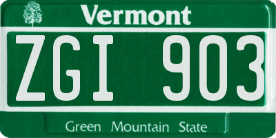 VT license plate ZGI903