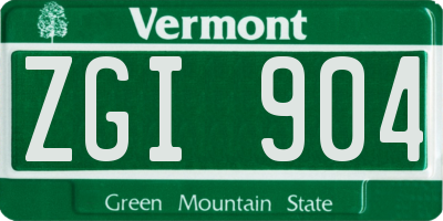 VT license plate ZGI904