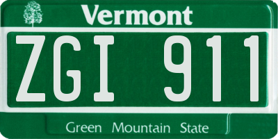 VT license plate ZGI911