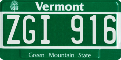 VT license plate ZGI916
