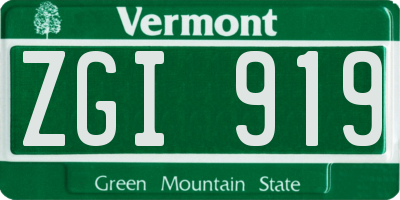 VT license plate ZGI919