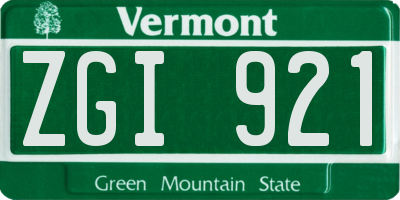 VT license plate ZGI921