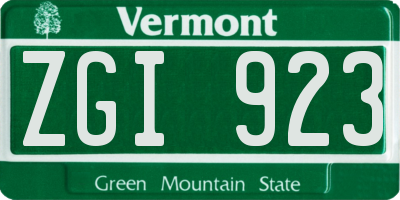 VT license plate ZGI923