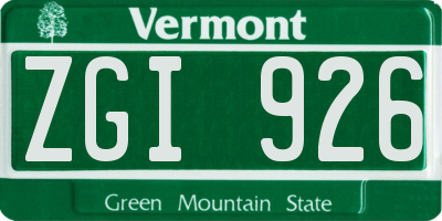 VT license plate ZGI926