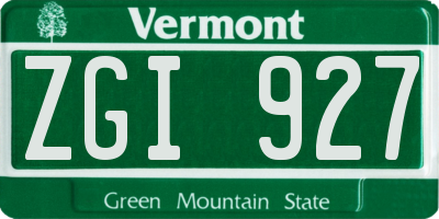VT license plate ZGI927
