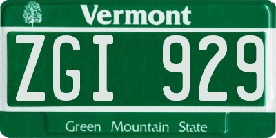 VT license plate ZGI929