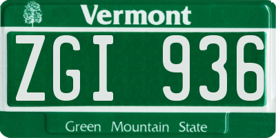 VT license plate ZGI936