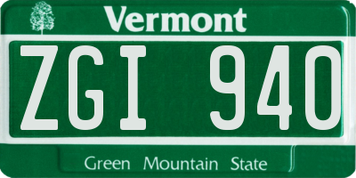 VT license plate ZGI940