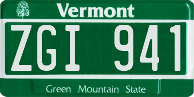 VT license plate ZGI941