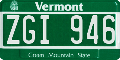 VT license plate ZGI946