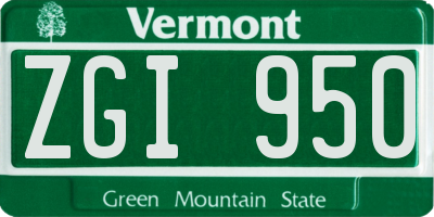 VT license plate ZGI950