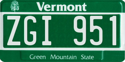 VT license plate ZGI951