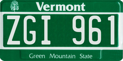 VT license plate ZGI961