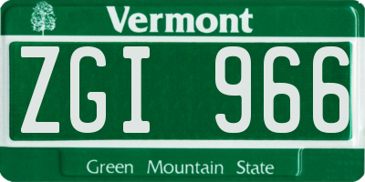 VT license plate ZGI966
