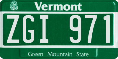 VT license plate ZGI971