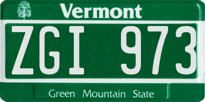 VT license plate ZGI973