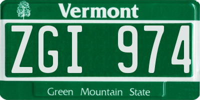 VT license plate ZGI974