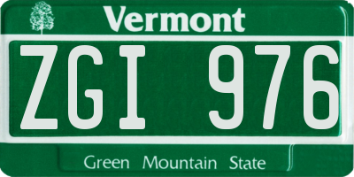 VT license plate ZGI976