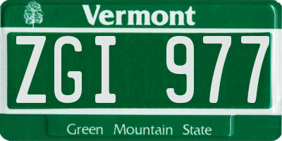 VT license plate ZGI977