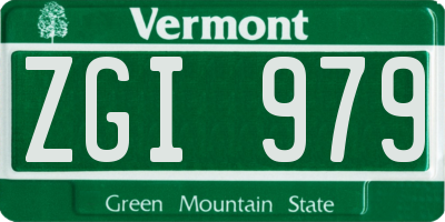 VT license plate ZGI979