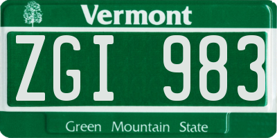 VT license plate ZGI983