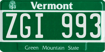 VT license plate ZGI993