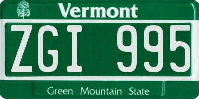 VT license plate ZGI995