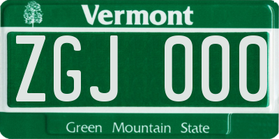 VT license plate ZGJ000
