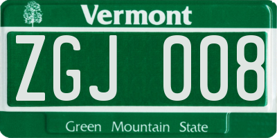 VT license plate ZGJ008