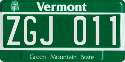 VT license plate ZGJ011