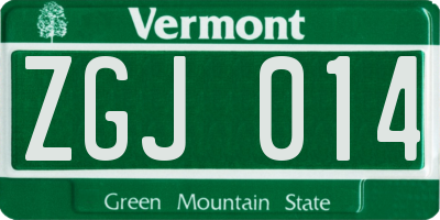 VT license plate ZGJ014
