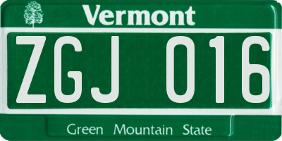 VT license plate ZGJ016