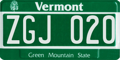 VT license plate ZGJ020