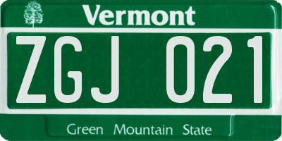 VT license plate ZGJ021