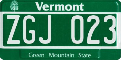 VT license plate ZGJ023