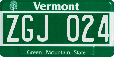 VT license plate ZGJ024