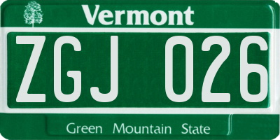 VT license plate ZGJ026